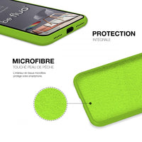 a close up of a green cell phone