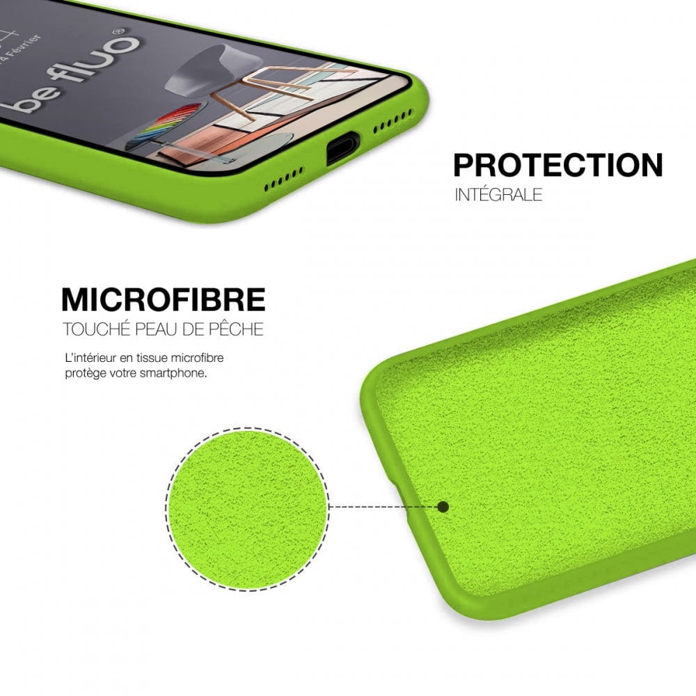 Coque Silicone BeColor Fine et Légère pour iPhone 14 Pro Max, Intérieur Microfibre - Vert pomme - ABYTONPHONE
