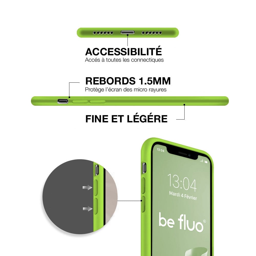 Coque Silicone BeColor Fine et Légère pour iPhone 14 Pro Max, Intérieur Microfibre - Vert pomme - ABYTONPHONE