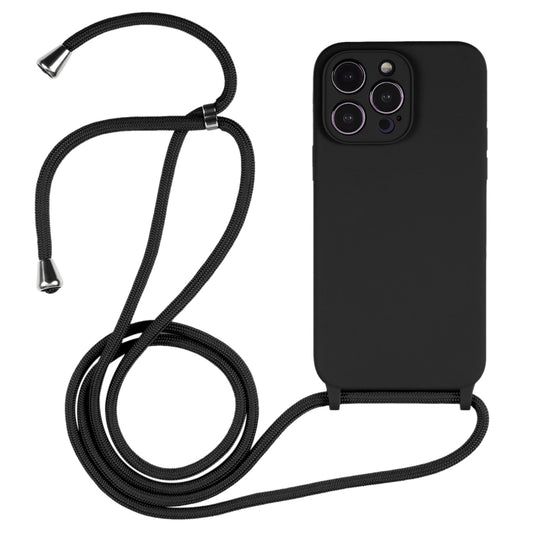 Housse de téléphone en silicone avec cordon noir pour iPhone 15 Pro - ABYTONPHONE