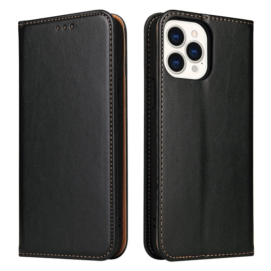 Étui en cuir noir à rabat horizontal avec support et fentes pour cartes iPhone 15 pro