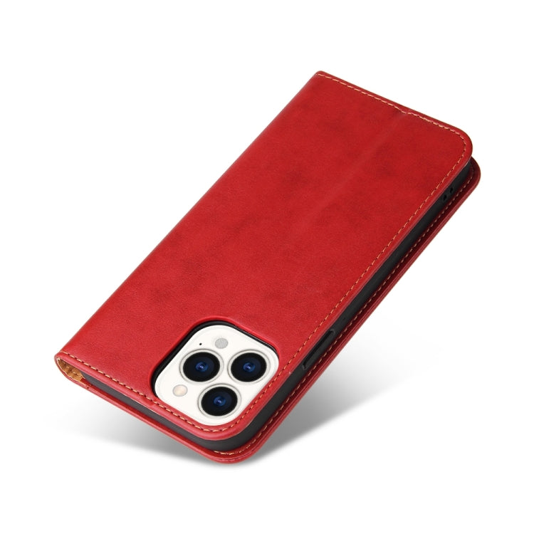Étui en cuir rouge à rabat horizontal avec support et fentes pour cartes iPhone 15 Pro - ABYTONPHONE