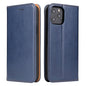 Étui en cuir bleu nuit à rabat horizontal avec support et fentes pour cartes iPhone 15 Pro - ABYTONPHONE