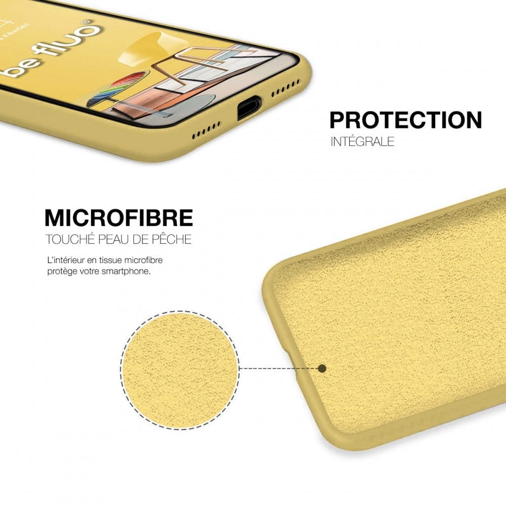 Coque Silicone BeColor Fine et Légère pour iPhone 14 Pro Max , Intérieur Microfibre - Jaune - ABYTONPHONE