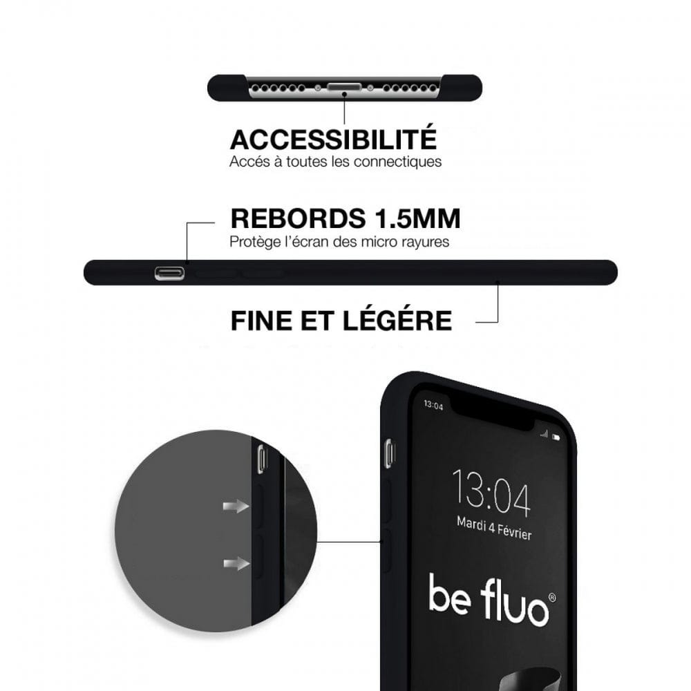 Coque Silicone BeColor Fine et Légère pour iPhone 14 Pro Max, Intérieur Microfibre - Noir - ABYTONPHONE