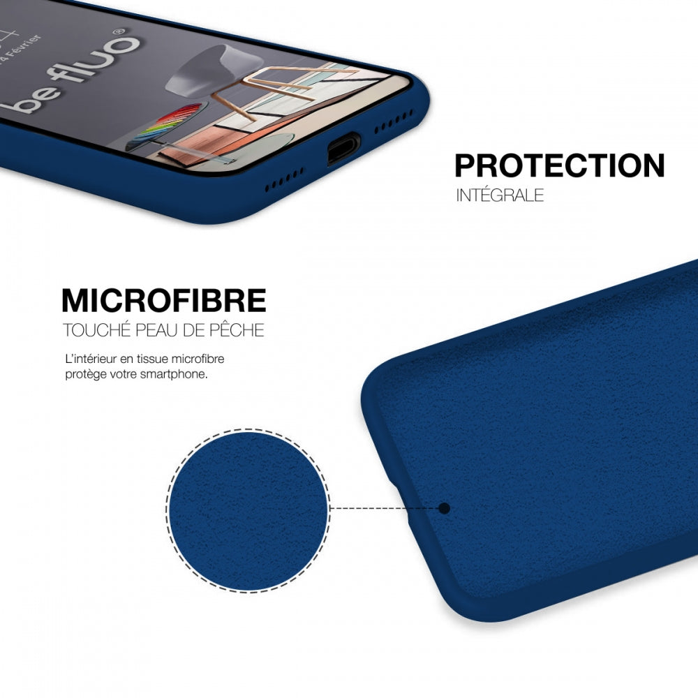 Coque Silicone BeColor Fine et Légère pour iPhone 14 Pro Max, Intérieur Microfibre - Bleu nuit - ABYTONPHONE