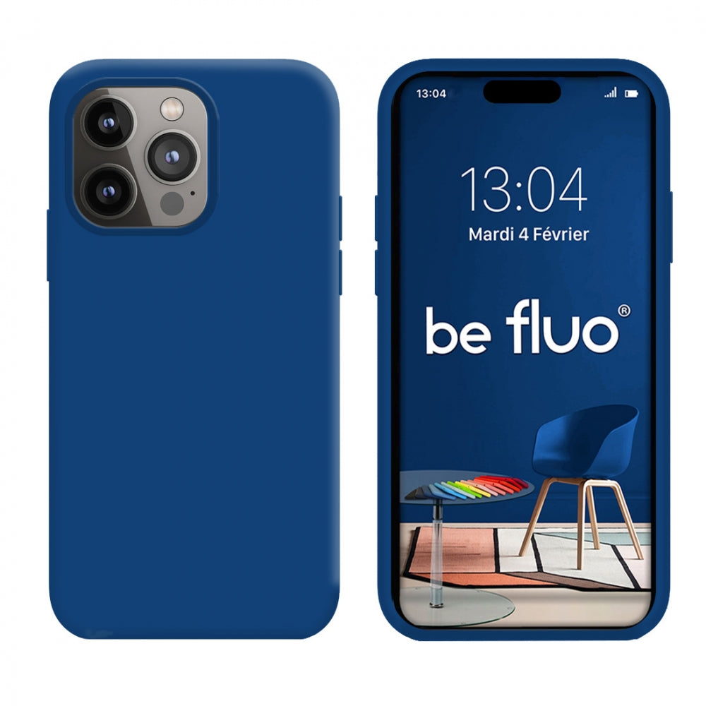Coque Silicone BeColor Fine et Légère pour iPhone 14 Pro Max, Intérieur Microfibre - Bleu nuit - ABYTONPHONE