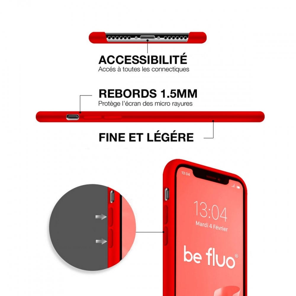 Coque Silicone BeColor Fine et Légère pour iPhone 14 Pro Max, Intérieur Microfibre - Rouge - ABYTONPHONE