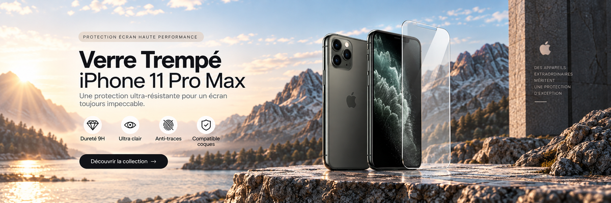 Verre trempé iPhone 11 Pro Max – bannière collection Abytonphone