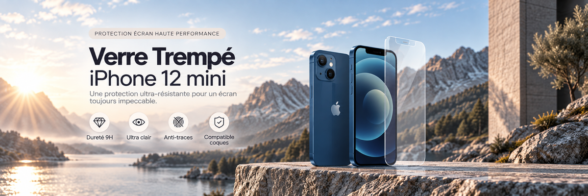 Verre trempé iPhone 12 Mini – bannière collection Abytonphone
