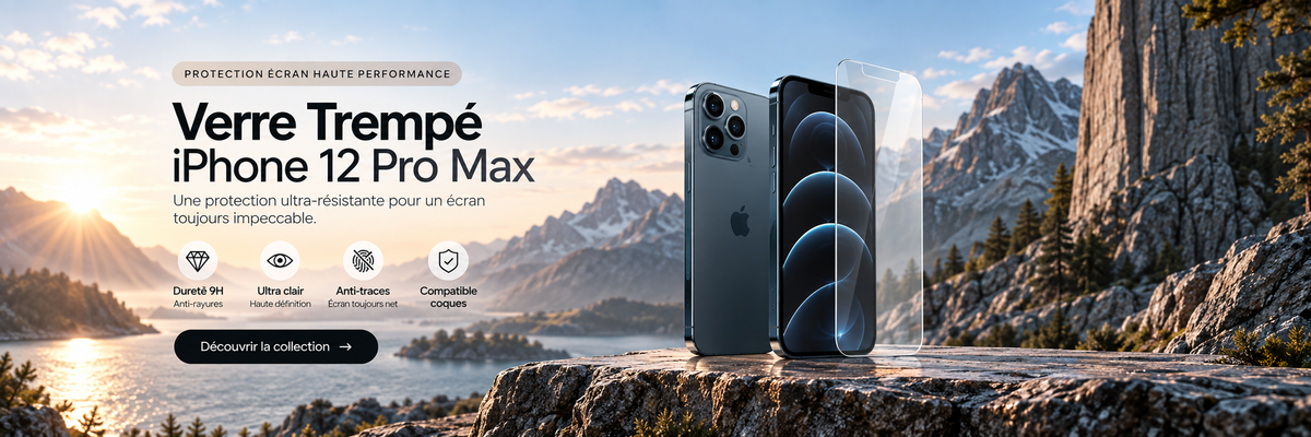 Verre trempé iPhone 12 Pro Max – bannière collection Abytonphone