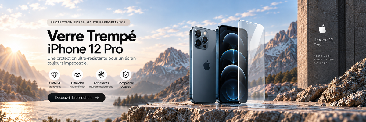 Verre trempé iPhone 12 Pro – bannière collection Abytonphone