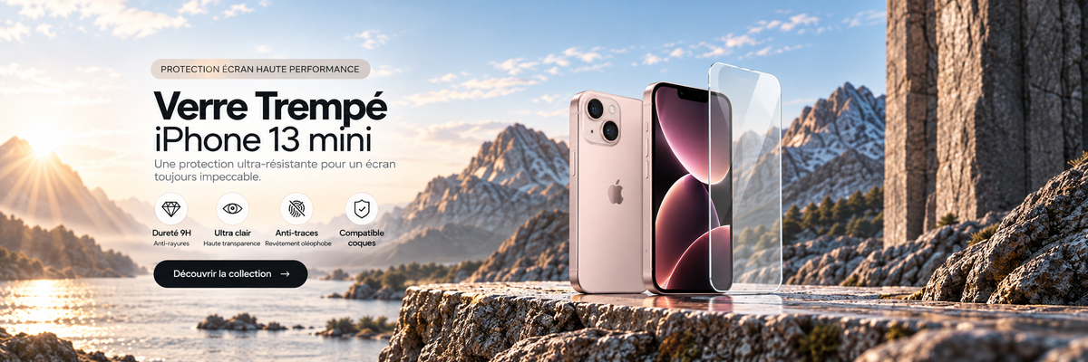 Verre trempé iPhone 13 Mini – bannière collection Abytonphone