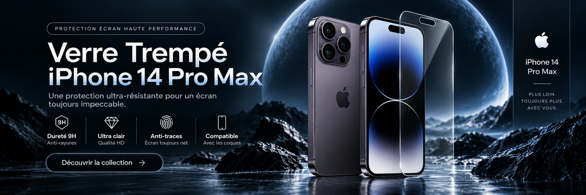 Verre trempé iPhone 14 Pro Max – bannière collection Abytonphone