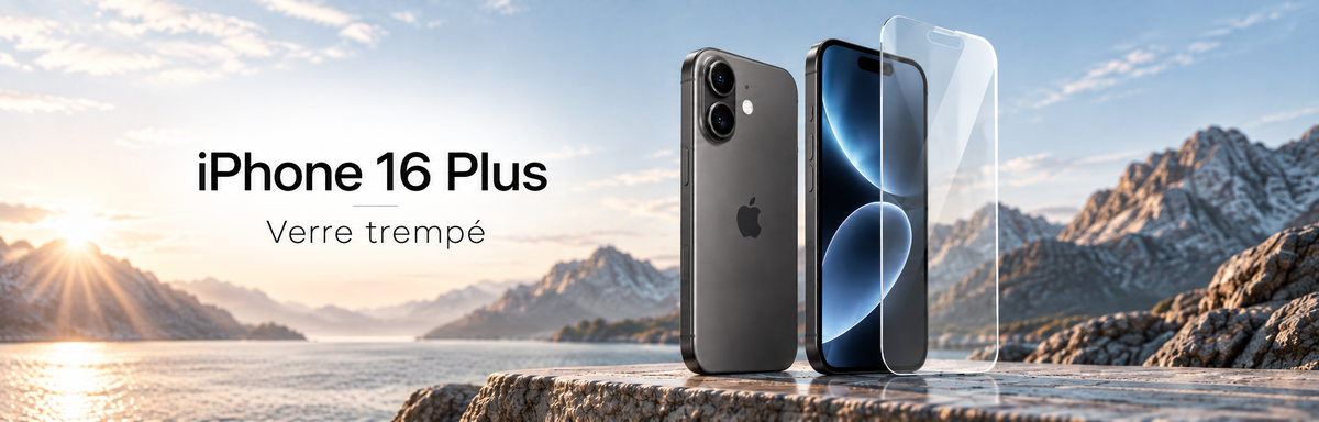 Verre trempé iPhone 16 Plus – bannière collection Abytonphone
