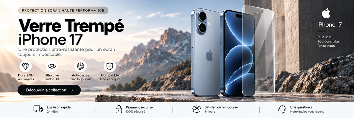 Verre trempé iPhone 17 – bannière collection Abytonphone