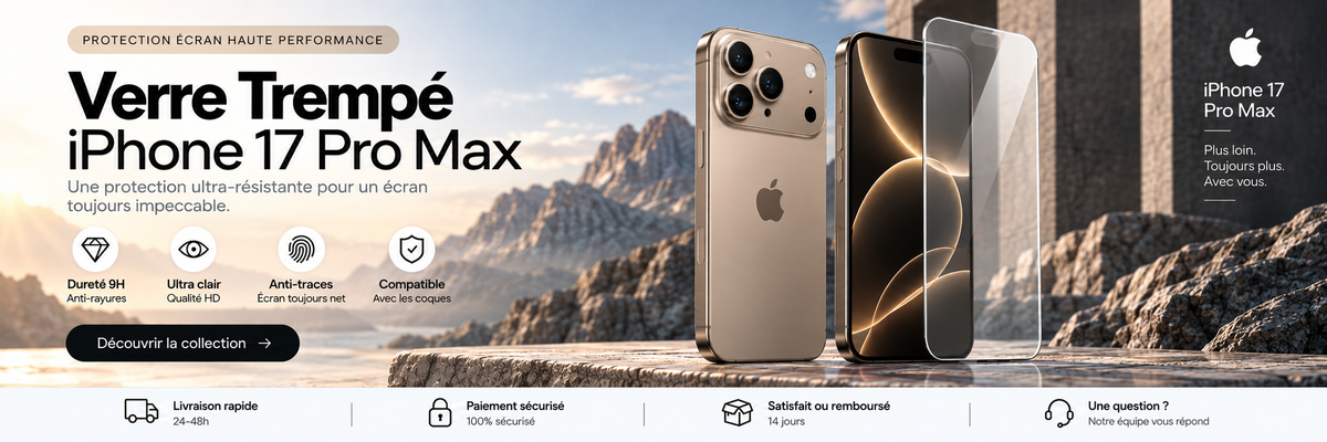 Verre trempé iPhone 17 Pro Max – bannière collection Abytonphone