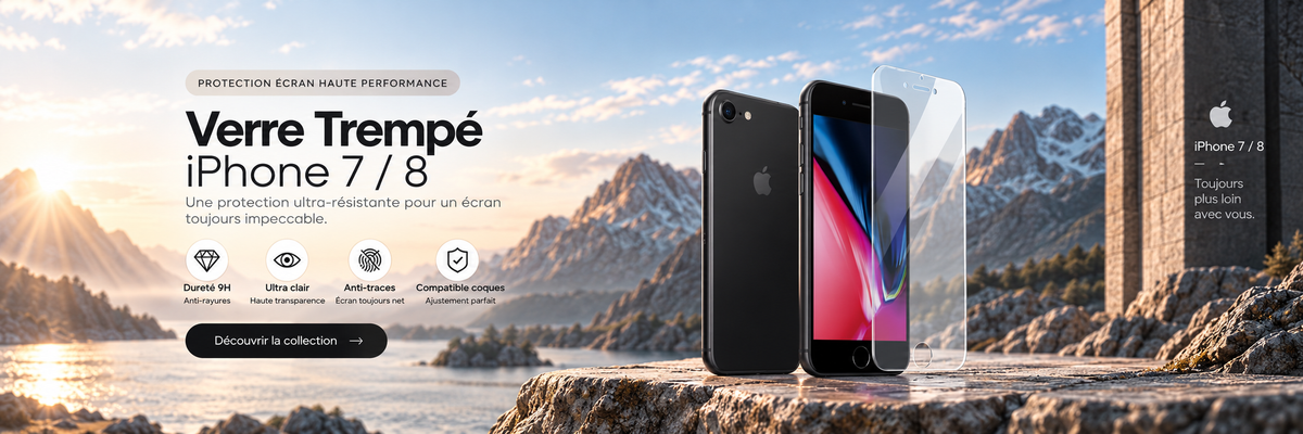Verre trempé iPhone 7 / 8 / SE – bannière collection Abytonphone