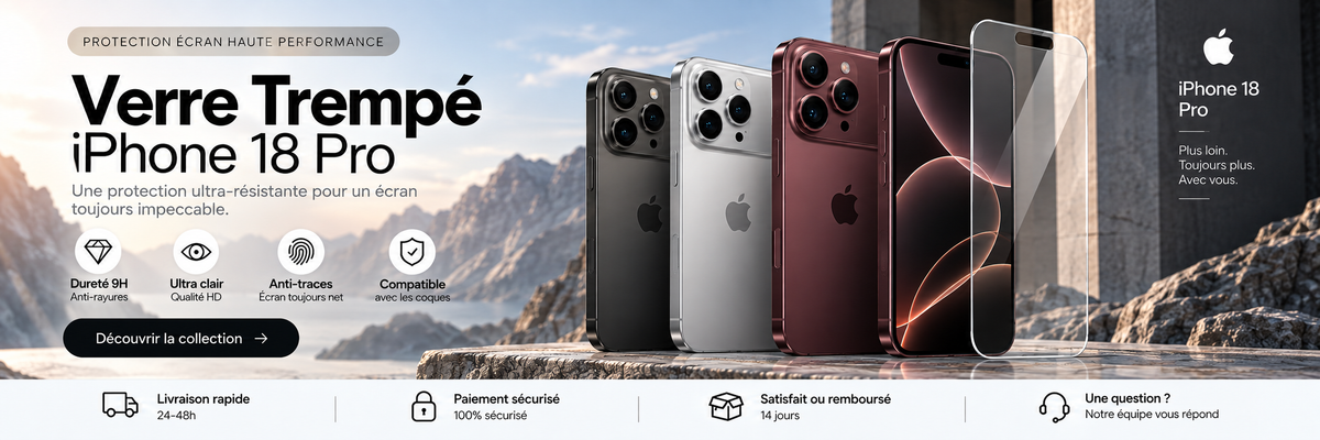 Verre trempé iPhone 18 Pro – bannière collection Abytonphone