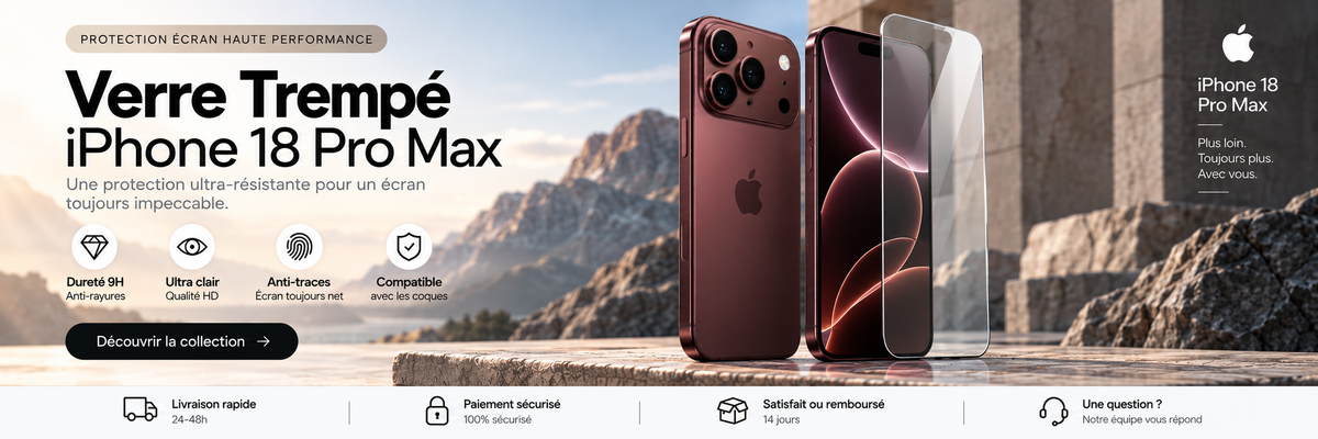Verre trempé iPhone 18 Pro Max – bannière collection Abytonphone