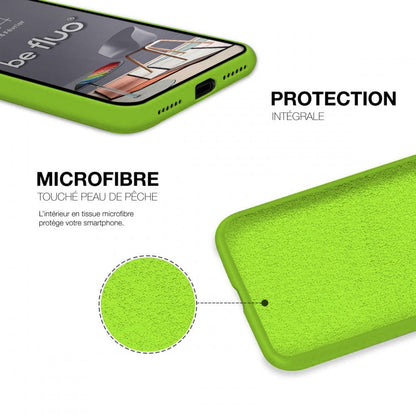 Coque Silicone BeColor Fine et Légère pour iPhone 14 Pro, Intérieur Microfibre - Vert pomme
