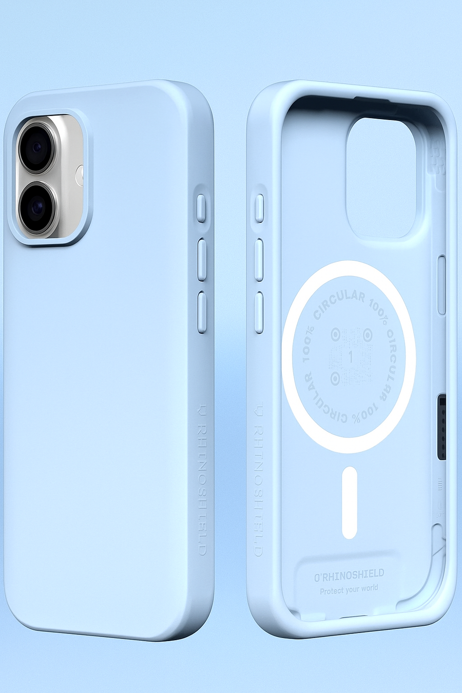 Coque RHINOSHIELD Bleu Glacier lumineuse et élégante, inspirée des teintes claires des glaciers et des ciels d’hiver, offrant fraîcheur et finesse visuelle.