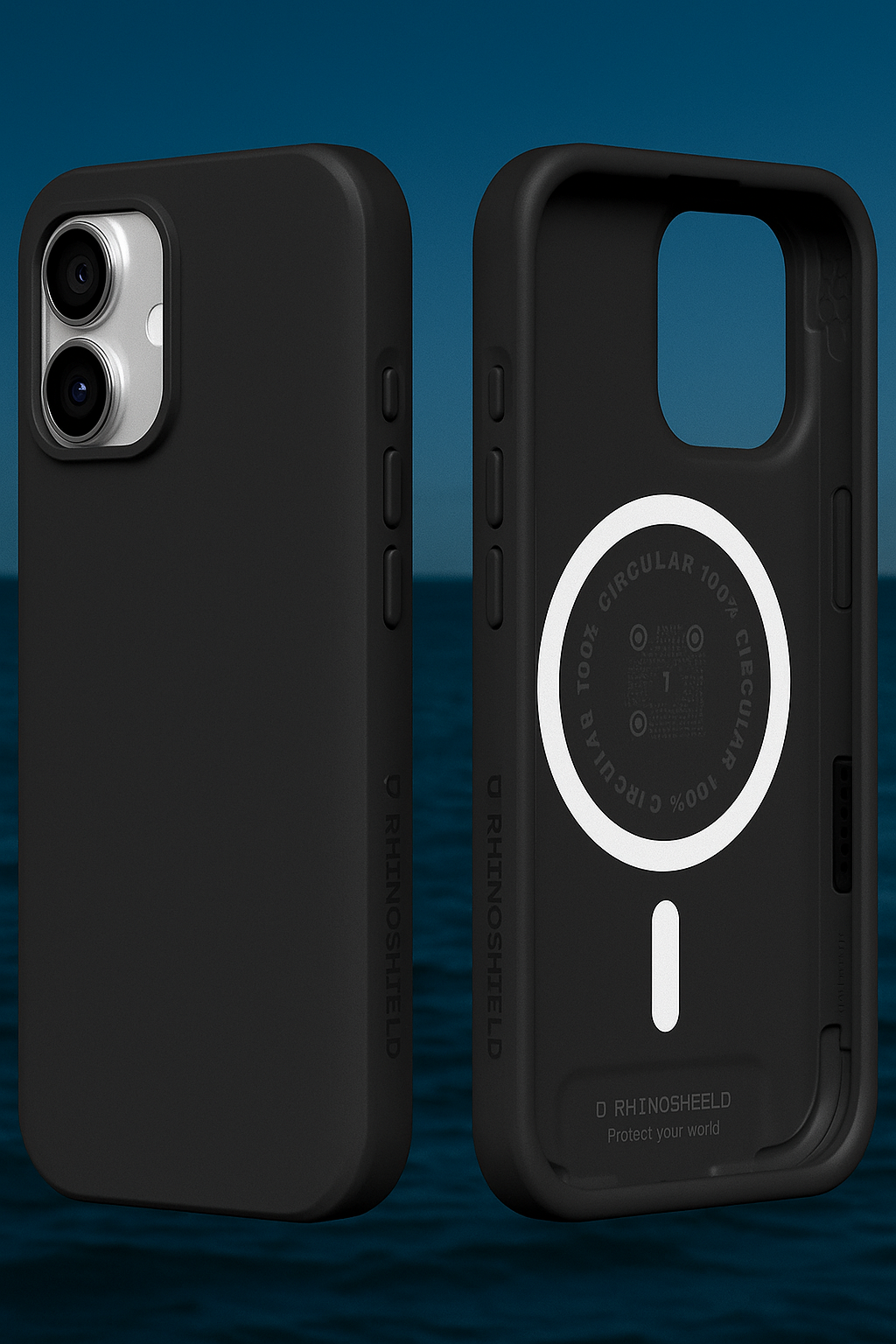 Coque RHINOSHIELD Noir Graphite minimaliste et élégante, avec une finition mate pour une allure premium et une protection robuste du smartphone.