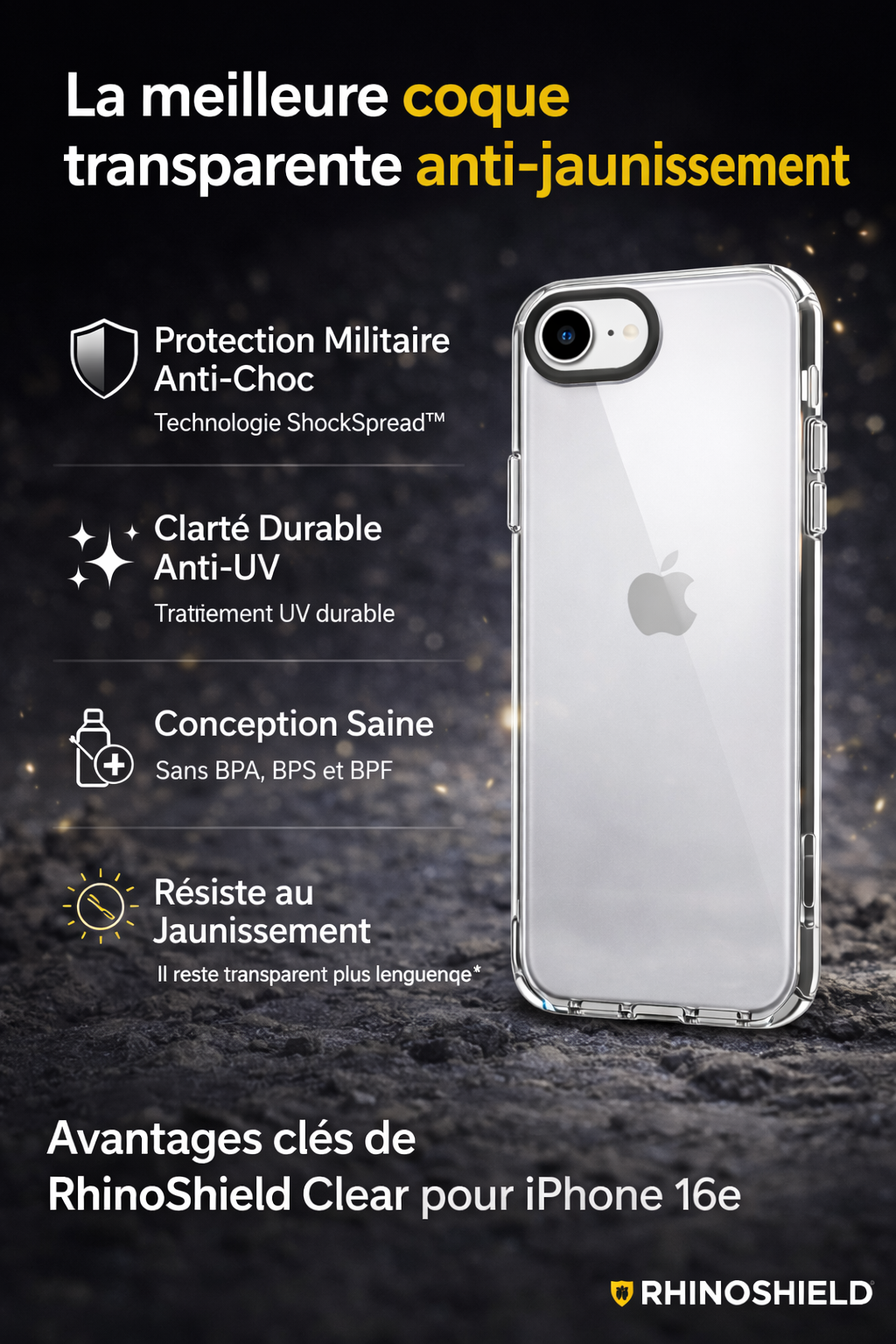 Coque transparente Clear pour iPhone 16e – RhinoShield