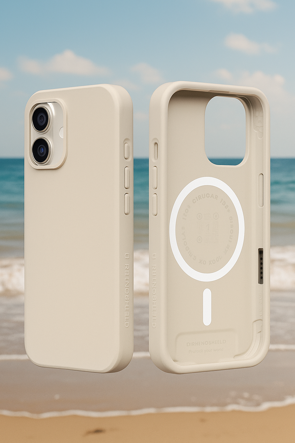 Coque RHINOSHIELD Beige Coquillage au fini doux et lumineux, rappelant la teinte naturelle du sable et des coquillages, idéale pour un look neutre et raffiné.