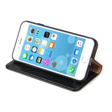 Étui en cuir noir à rabat horizontal avec support et fentes pour cartes iPhone 7 / 8 / SE 2020/ SE 2022