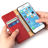 Étui en cuir rouge à rabat horizontal avec support et fentes pour cartes iPhone 7 / 8 / SE 2020 / SE 2022