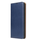 Étui en cuir bleu nuit à rabat horizontal avec support et fentes pour cartes iPhone 12 / 12 Pro