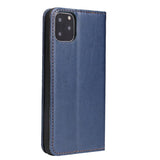 Étui en cuir bleu nuit à rabat horizontal avec support et fentes pour cartes iPhone 12 / 12 Pro