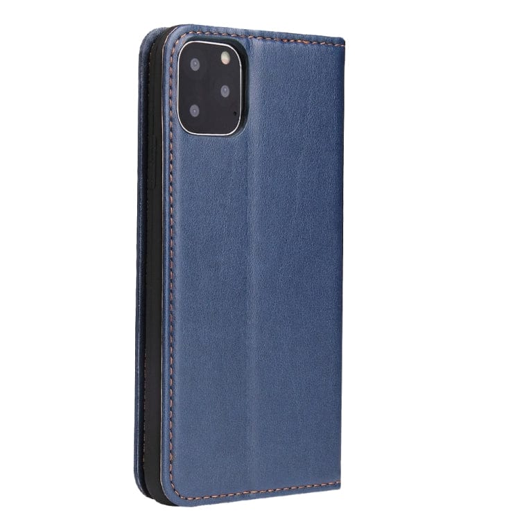 Étui en cuir bleu nuit à rabat horizontal avec support et fentes pour cartes iPhone 12 / 12 Pro