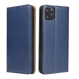Étui en cuir bleu nuit à rabat horizontal avec support et fentes pour cartes iPhone 12 / 12 Pro