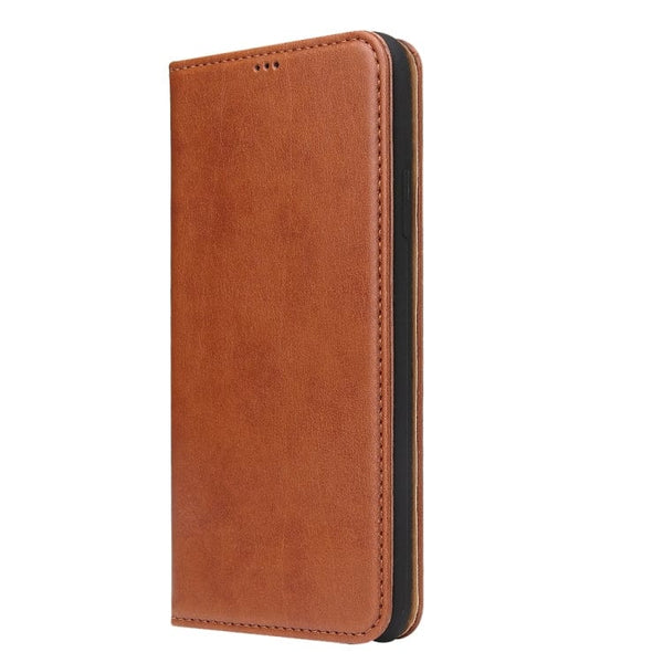 Étui en cuir marron à rabat horizontal avec support et fentes pour cartes iPhone 13 Mini