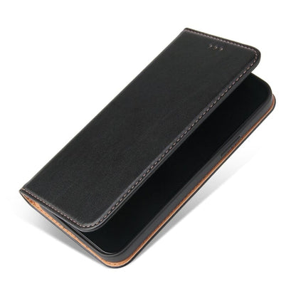 Étui en cuir noir à rabat horizontal avec support et fentes pour cartes iPhone 13 / 13 Pro