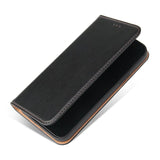 Étui en cuir noir à rabat horizontal avec support et fentes pour cartes iPhone 14