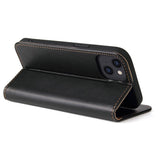 Étui en cuir noir à rabat horizontal avec support et fentes pour cartes iPhone 14