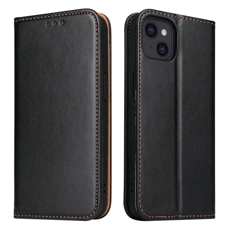 Étui en cuir noir à rabat horizontal avec support et fentes pour cartes iPhone 13 Mini