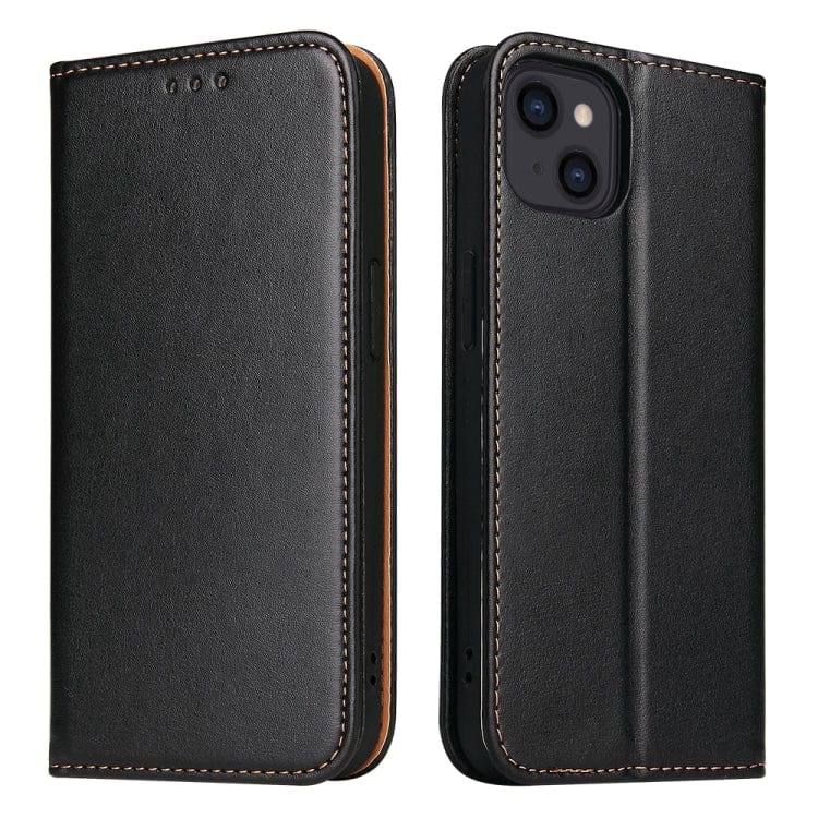 Étui en cuir noir à rabat horizontal avec support et fentes pour cartes iPhone 14