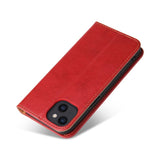 Étui en cuir rouge à rabat horizontal avec support et fentes pour cartes iPhone 14