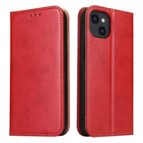 Étui en cuir rouge à rabat horizontal avec support et fentes pour cartes iPhone 14