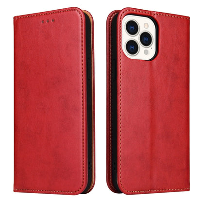 Étui en cuir rouge à rabat horizontal avec support et fentes pour cartes iPhone 14 Pro Max