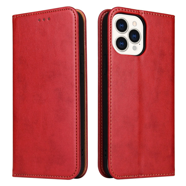 Étui en cuir rouge à rabat horizontal avec support et fentes pour cartes iPhone 14 Pro Max