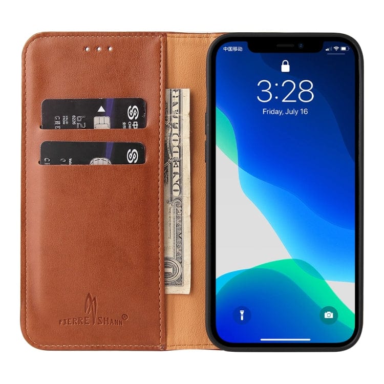 Étui en cuir marron à rabat horizontal avec support et fentes pour cartes iPhone 11 Pro