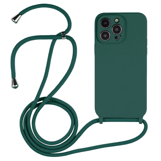 Housse de téléphone en silicone avec cordon vert pinède pour iPhone 15 pro - ABYTONPHONE