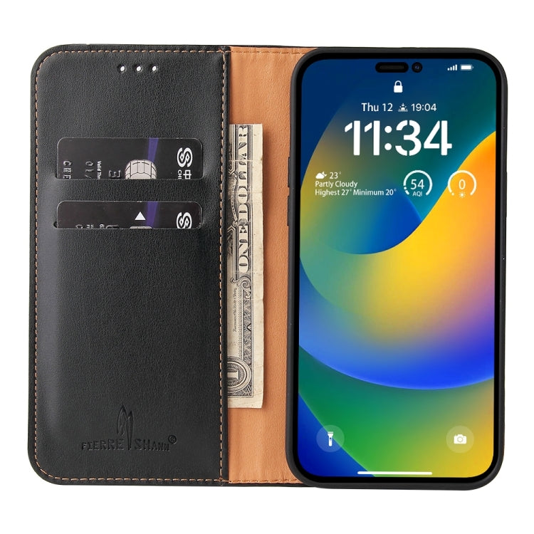 Étui en cuir noir à rabat horizontal avec support et fentes pour cartes iPhone 15 pro - ABYTONPHONE