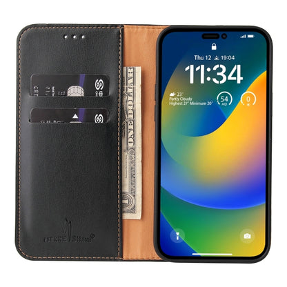 Étui en cuir noir à rabat horizontal avec support et fentes pour cartes iPhone 15 pro - ABYTONPHONE
