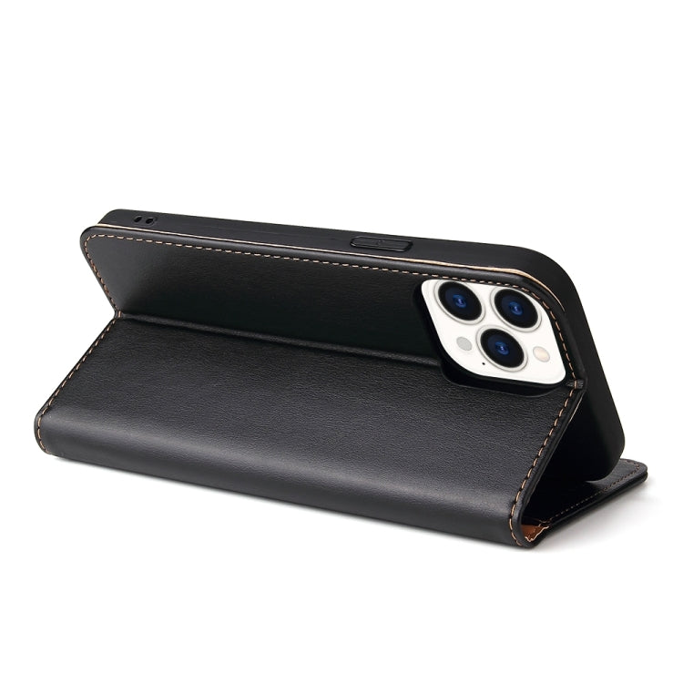 Étui en cuir noir à rabat horizontal avec support et fentes pour cartes iPhone 15 pro - ABYTONPHONE